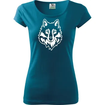 Dámské oblečení Hlava vlka černobílá (Hana-creative) - Dámské triko Pure - XL ( Petrolejová )