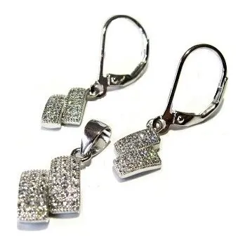 Souprava šperků Stříbrná souprava s čirými zirkony Rhodium Stříbro 925/1000