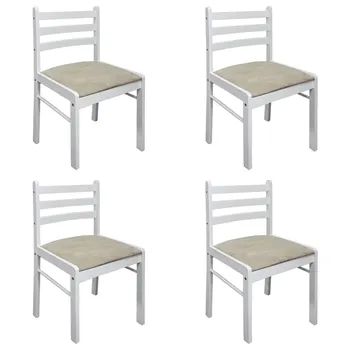 Jídelní židle vidaXL Jídelní židle bílé masivní kaučukovníkové dřevo a samet 4 ks