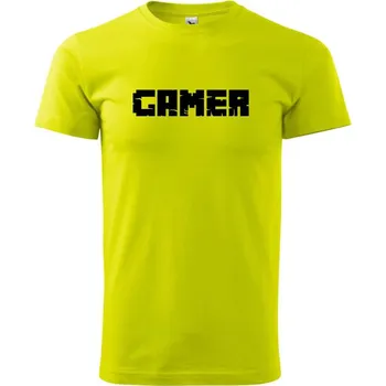 Gamer nápis - Klasické pánské triko vyšší gramáže - 4XL ( Limetková )
