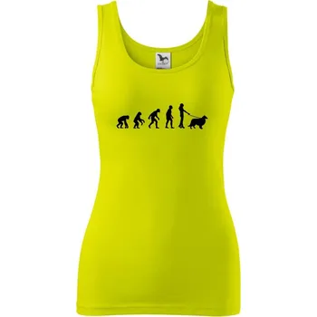 Dámské tričko Evoluce pes Sheltie (muž-žena) - Dámské tílko - 2XL ( Limetková )