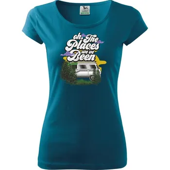 Dámské tričko Oh the places - Dámské triko Pure - S ( Petrolejová )