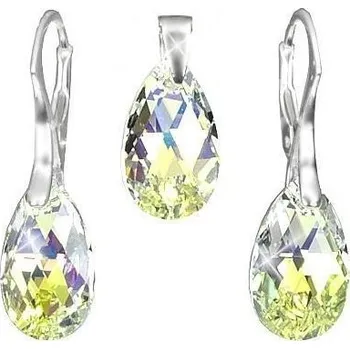 Souprava šperků Stříbrná souprava KAPKA Swarovski 16mm Crystal AB Stříbro 925/1000