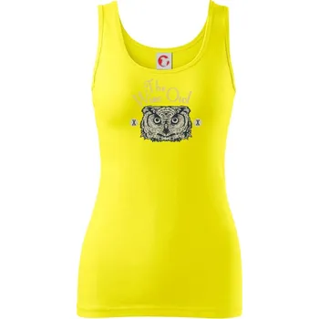Dámské tričko Moudrá sova - Dámské tílko - XL ( Citrónová )