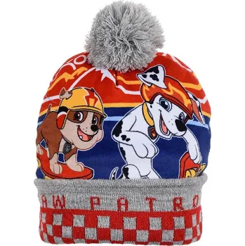 Šedo-červená chlapecká čepice s bambulí Paw Patrol Velikost: 52