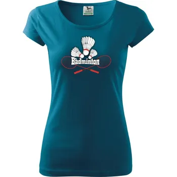 Dámské tričko Badminton - nápis s košíky - Dámské triko Pure - XS ( Petrolejová )