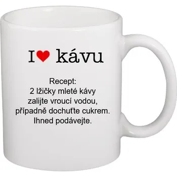 Hrnek malý bílý s potiskem Miluji kávu