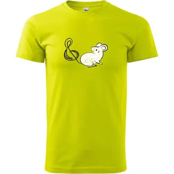 Pánské tričko Myš houslový klíč - Klasické pánské triko vyšší gramáže - XL ( Limetková )