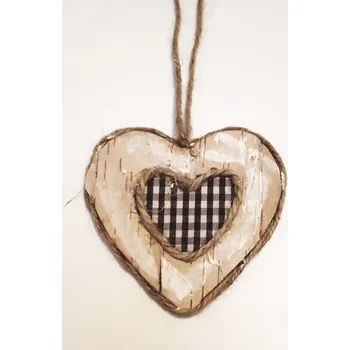 Dekorace srdce bříza závěsné 6 ks v balení