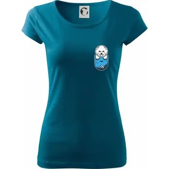 Dámské tričko Bišonek v kapsičce - Dámské triko Pure - M ( Petrolejová )