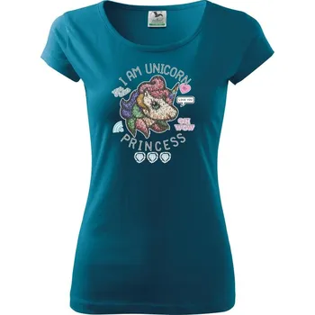 Dámské tričko I am unicorn princess - Dámské triko Pure - 3XL ( Petrolejová )