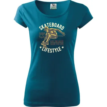 Dámské tričko Skateboard lifestyle community - Dámské triko Pure - M ( Petrolejová )