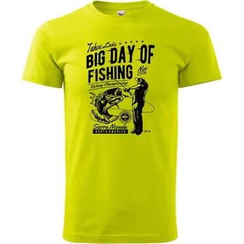 Big Day of Fishing - Klasické pánské triko vyšší gramáže - M ( Limetková )