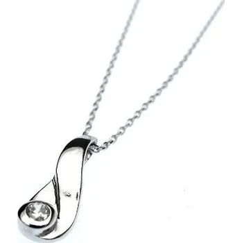 Náhrdelník Stříbrný náhrdelník se zirkony 16mm Rhodium 45cm Stříbro 925/1000
