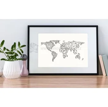 Samolepící dekorace Plakáty - Mapa světa geometrická