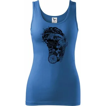 Dámské tričko Pirátské tetování - Dámské tílko - XL ( Azurově modrá )