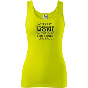 Dámské tričko Chtěla jsem k Vánocům mobil - Dámské tílko - M ( Limetková )