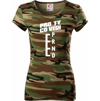 Dámské tričko Automat pro ty co vědí - Dámské maskáčové triko - L ( Hnědý maskáč )