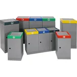 Nádoba na suroviny s výkyvným víkem, 30 litrů, korpus bílý hliník, hlava červená