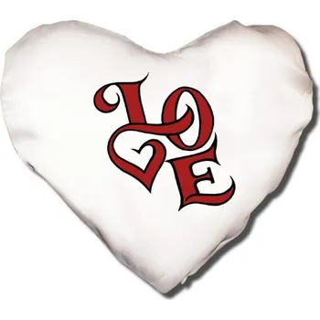 Polštář Polštář SRDCE s potiskem Nápis love na polštáři
