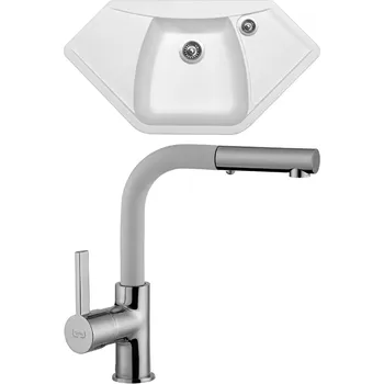 Granitový dřez Set Sinks (dřez Naiky 980 Milk 28 + baterie Enigma S Milk 28) NA98028ENSGR28