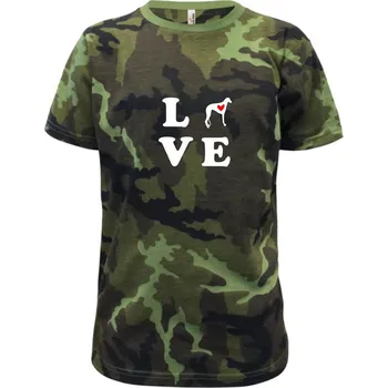 Chrt love - Dětské maskáčové triko - 122 cm/6 let ( Zelený maskáč )