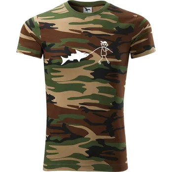 Pánské tričko Velký rybář - Army CAMOUFLAGE - XS ( Hnědý maskáč )