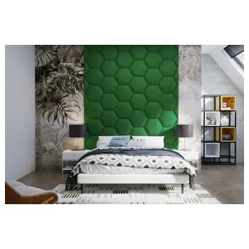 Předsíňová stěna Čalouněný nástěnný panel Hexagon 50 x 43,5 x 5 cm lahvově zelená
