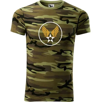 Pánské tričko US Army Air Corps - zlatá - Army CAMOUFLAGE - M ( Zelený maskáč )