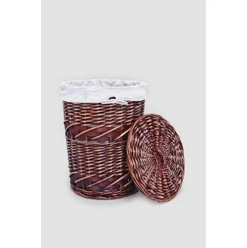 Koš na prádlo Vingo Hnědý kulatý proutěný koš na prádlo s víkem Rozměry (cm): průměr 32, v. 40