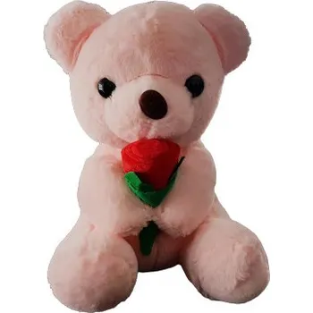 plyšák IDARY Plyšový medvídek s růží - růžový