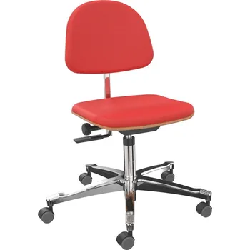 Pracovní židlička, sedátko červené, křížová noha z hliníku
