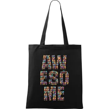 Nákupní taška Awesome sign people - Taška bavlněná - 42 x 38 cm ( Černá )