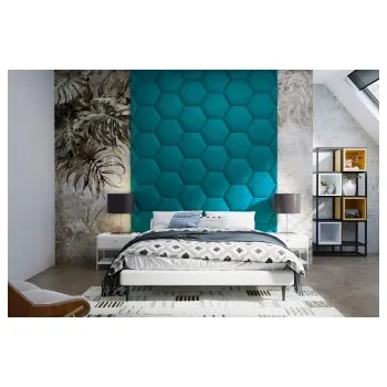 Předsíňová stěna Čalouněný nástěnný panel Hexagon 30 x 26 x 3 cm nebeská modrá