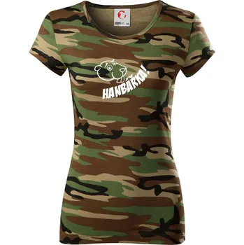 Hanbářka s bobrem - Dámské maskáčové triko - XL ( Hnědý maskáč )