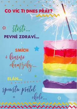 Albi Hrací přání k narozeninám barevný dort perfektní den Karel Gott 14,8 x 21 cm