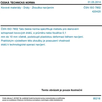 ČSN ISO 7802 - Kovové materiály - Dráty - Zkouška navíjením - Tisk