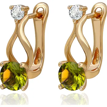 Náušnice B-TOP Dámské náušnice GREEN ZIRCON - pozlacené