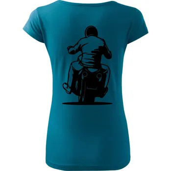 Dámské oblečení Motorkář na zádech - chopper - Dámské triko Pure - M ( Petrolejová )