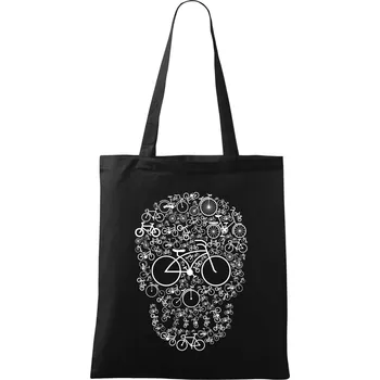 Nákupní taška Cyklo lebka složena z kol - Taška bavlněná - 42 x 38 cm ( Černá )