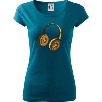 Dámské tričko Headphone Donut - Dámské triko Pure - XL ( Petrolejová )