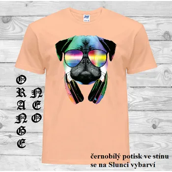 panske-bavlnene_tricko_uv_potisk_DJ_pes Barva: Orange neo - matně oranžová, velikost: XXL