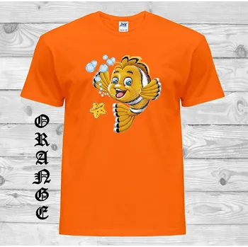 detske-levne-bavlnene-tricko-potisk-zlata-rybka Barva: Orange - oranžová, velikost: 116