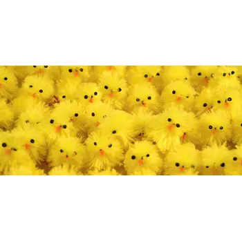 Velikonoční dekorace Střapaté velikonoční kuřátko výška 4 cm - žlutá