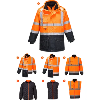 PORTWEST Zimní bunda Hi-Vis 7-in-1 Contrast Traffic Velikost: 4XL, Barva: oranžová-námořní modrá
