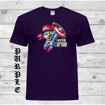 Chlapecké tričko detske-levne-bavlnene-tricko-potisk-kapitan-Mario Barva: Purple - purpurová, velikost: 164