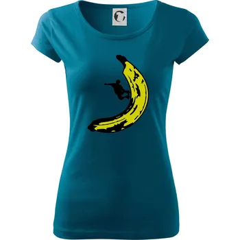 Dámské tričko Skateboardista na banánu - Dámské triko Pure - L ( Petrolejová )