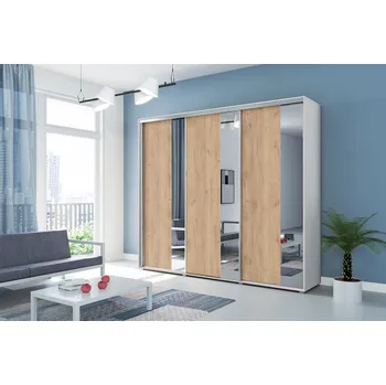 Šatní skříň Šatní skříň Ska A29 XL Barva korpusu: Bílá, Rozměry: 278 cm, Dveře: Čokoláda