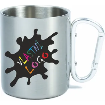 ON-DESIGN Nerezový hrnek s bílou karabinou