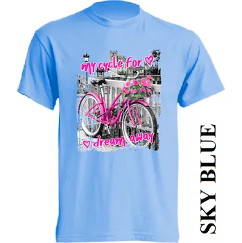 Dívčí tričko detske-levne-bavlnene-tricko-potisk-kolo Barva: Sky blue - nebesky modrá, velikost: 128